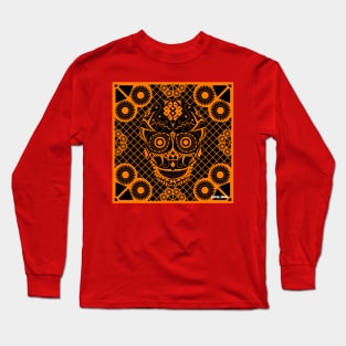 Orange skull paperworks ecopop Long Sleeve T-Shirt